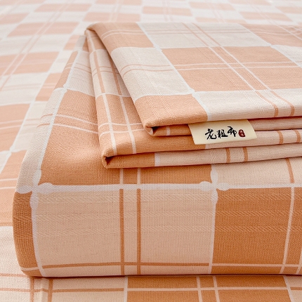 91家纺网 家纺一手货源 找家纺 （总）（有买家秀）2025夏季新款原棉缎条老粗布三件套加厚单床单枕套吸汗透气凉席