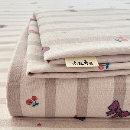 91家纺网 家纺一手货源 找家纺 （总）（有买家秀）2025夏季新款原棉缎条老粗布三件套加厚单床单枕套吸汗透气凉席