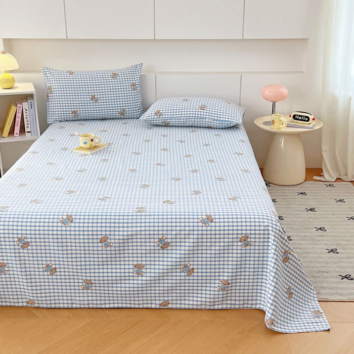 91家纺网 家纺一手货源 找家纺 （总）（有买家秀）2025夏季新款原棉缎条老粗布三件套加厚单床单枕套吸汗透气凉席