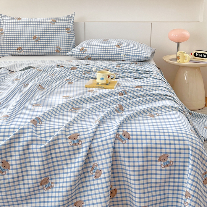 91家纺网 家纺一手货源 找家纺 （总）（有买家秀）2025夏季新款原棉缎条老粗布三件套加厚单床单枕套吸汗透气凉席