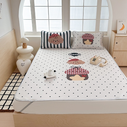 91家纺网 家纺一手货源 找家纺 （总）RYB红黄兰 2025新款INS原创超萌卡通大版碳光冰丝凉席三明治空调席三件套席子