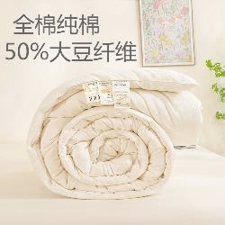 91家纺网 家纺一手货源 找家纺 四季被业A类全棉纯棉50%大豆纤维被夏被春秋被冬被四季通用大豆被,米白色