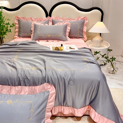 91家纺网 家纺一手货源 找家纺 （总）经年 2025年水洗真丝韩版花边夏被直播爆款 一世系列