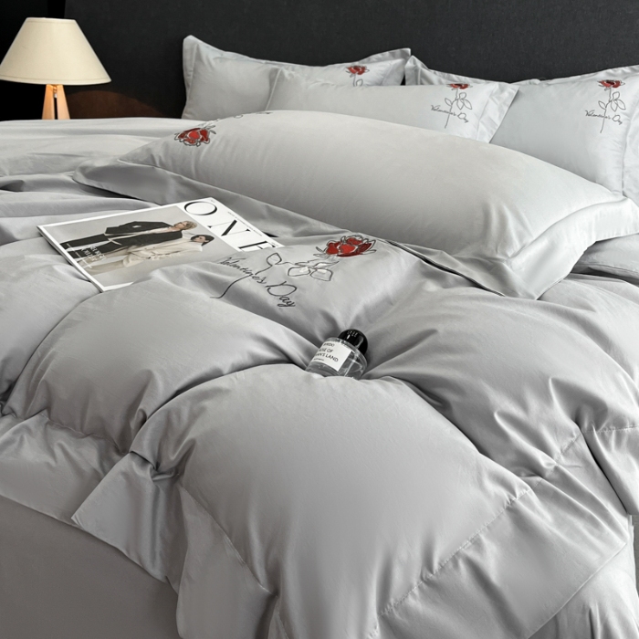 91家纺网 家纺一手货源 找家纺 （总）（控价）2025新款 专版花型 高克重A类 全棉长绒棉精工刺绣四件套-梅琳娜 