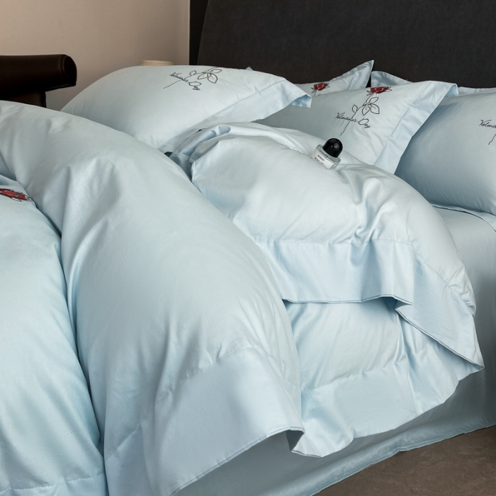 91家纺网 家纺一手货源 找家纺 （总）（控价）2025新款 专版花型 高克重A类 全棉长绒棉精工刺绣四件套-梅琳娜 