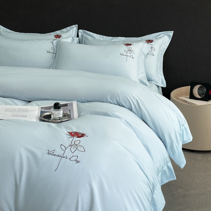 91家纺网 家纺一手货源 找家纺 （总）（控价）2025新款 专版花型 高克重A类 全棉长绒棉精工刺绣四件套-梅琳娜 