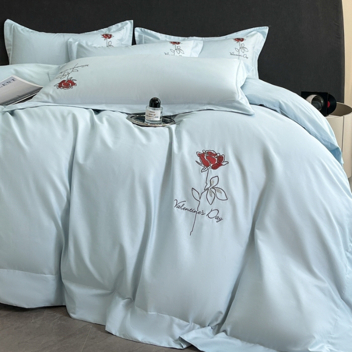 91家纺网 家纺一手货源 找家纺 （总）（控价）2025新款 专版花型 高克重A类 全棉长绒棉精工刺绣四件套-梅琳娜 