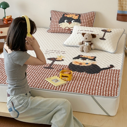 91家纺网 家纺一手货源 找家纺 （总）RYB红黄兰 2025新款ins原创设计师款大版冰皮锦氨凉感加厚6mm水洗乳胶凉席三件套