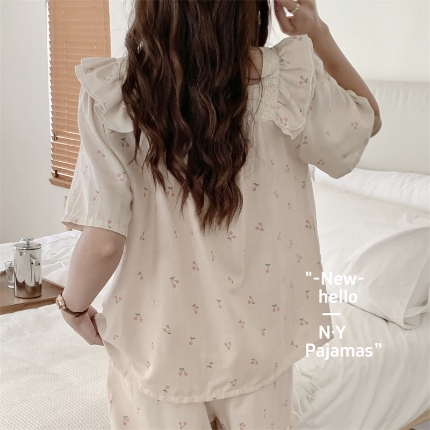 （总）纽约生活 2024新款法式甜美风方领蕾丝款家居服