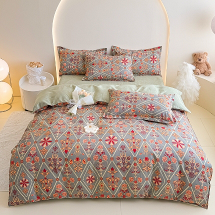 91家纺网 家纺一手货源 找家纺 （总）梦舒阳2025新款磨毛植物羊绒四件套高克重床单款床笠款四件套