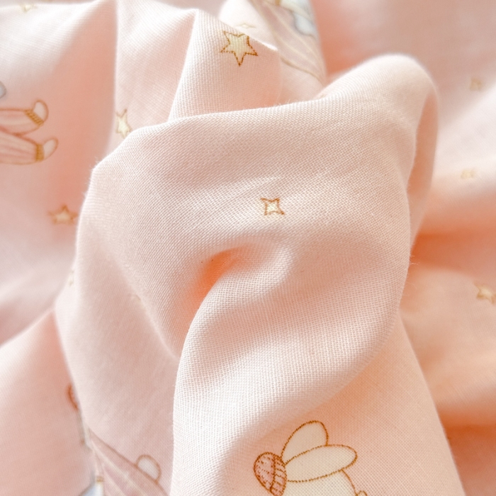 91家纺网 家纺一手货源 找家纺 2025苏东来家纺全棉双层纱韩版花边款单夏被皱皱纱花边夏被四件套 可爱兔