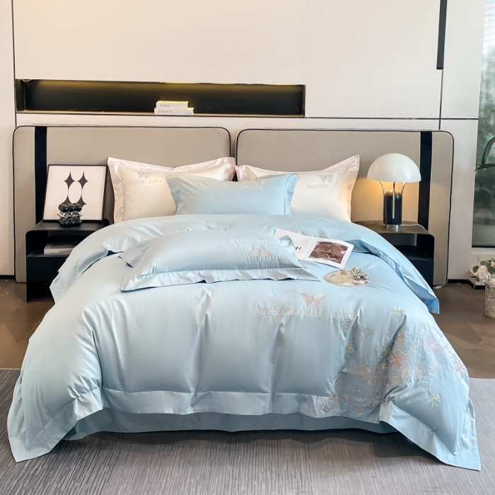 91家纺网 家纺一手货源 找家纺 （总）星蕴家纺 2025新款喷气纯棉蝴蝶刺绣全棉四件套-蝶恋