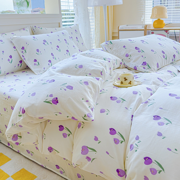 91家纺网 家纺一手货源 找家纺 （总）【苏东来】2025高端AA版有氧全棉双层纱四件套件印花纯棉四件套纯棉双层纱四件套针织棉泡泡棉色织水洗棉四件套全棉四件套