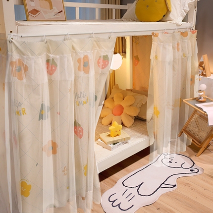 91家纺网 家纺一手货源 找家纺 公主风学生宿舍床帘上下铺隐私帘员工宿舍简易带纱床帘批发可咨询报价 梦幻森林SL42