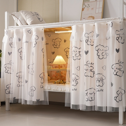 91家纺网 家纺一手货源 找家纺 公主风学生宿舍床帘上下铺隐私帘员工宿舍简易带纱床帘批发可咨询报价 梦幻森林SL42