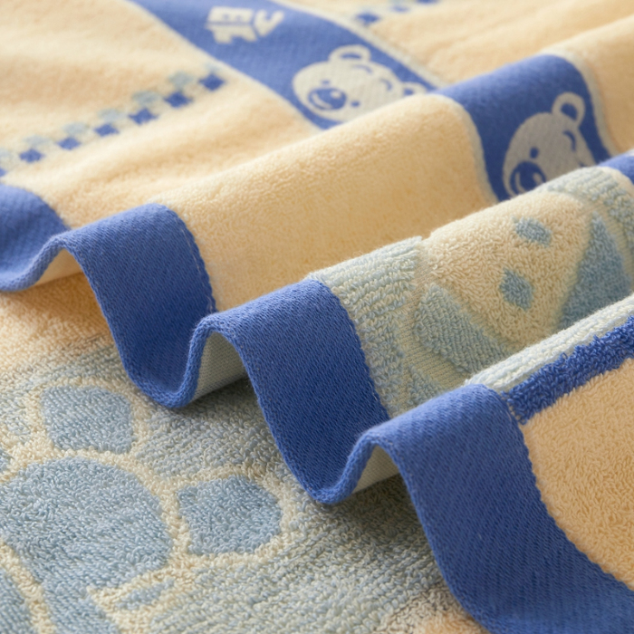 91家纺网 家纺一手货源 找家纺 悦然毛巾被 2024新款全棉老式毛巾被 小熊蓝