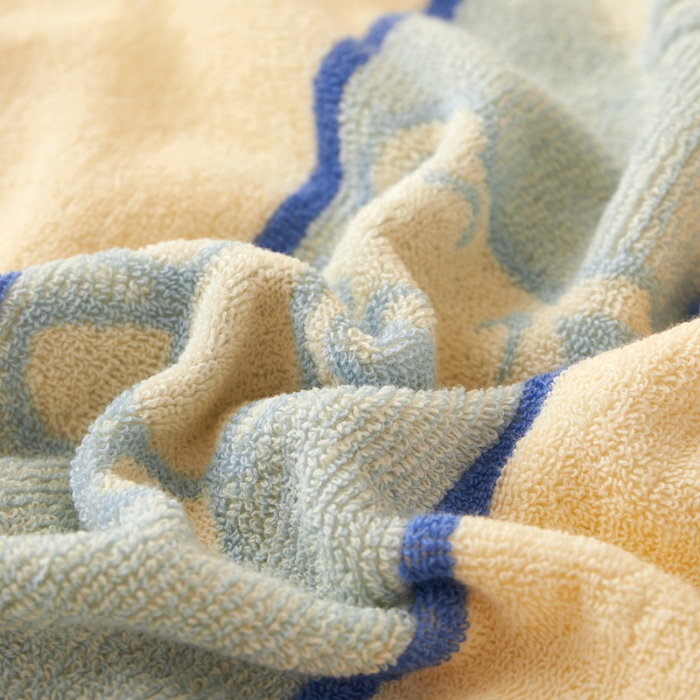 91家纺网 家纺一手货源 找家纺 悦然毛巾被 2024新款全棉老式毛巾被 小熊蓝