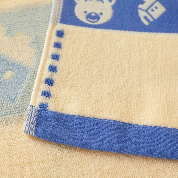91家纺网 家纺一手货源 找家纺 悦然毛巾被 2024新款全棉老式毛巾被 小熊蓝