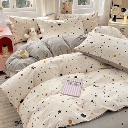 91家纺网 家纺一手货源 找家纺 （总）2025新款13070全棉四件套加厚斜纹田园清新风四件套纯棉床单床笠款床品套件