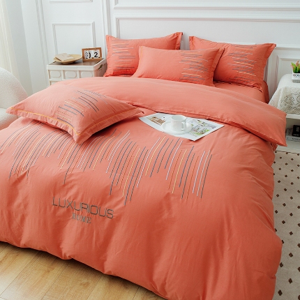 91家纺网 家纺一手货源 找家纺 2025年高端轻奢刺绣款全棉长绒棉四件套简约纯色素色纯棉刺绣花四件套件床单 翡翠绿