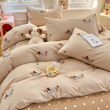 91家纺网 家纺一手货源 找家纺 （总）2025新款13070全棉四件套加厚斜纹田园清新风四件套纯棉床单床笠款床品套件