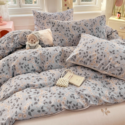 91家纺网 家纺一手货源 找家纺 （总）2025新款13070全棉四件套加厚斜纹田园清新风四件套纯棉床单床笠款床品套件