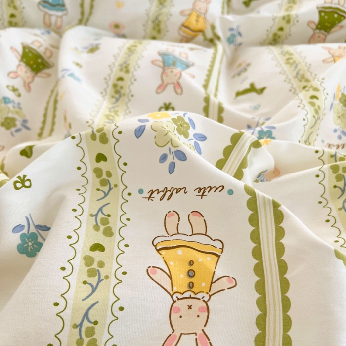 91家纺网 家纺一手货源 找家纺 （总）2025新款13070全棉四件套加厚斜纹田园清新风四件套纯棉床单床笠款床品套件