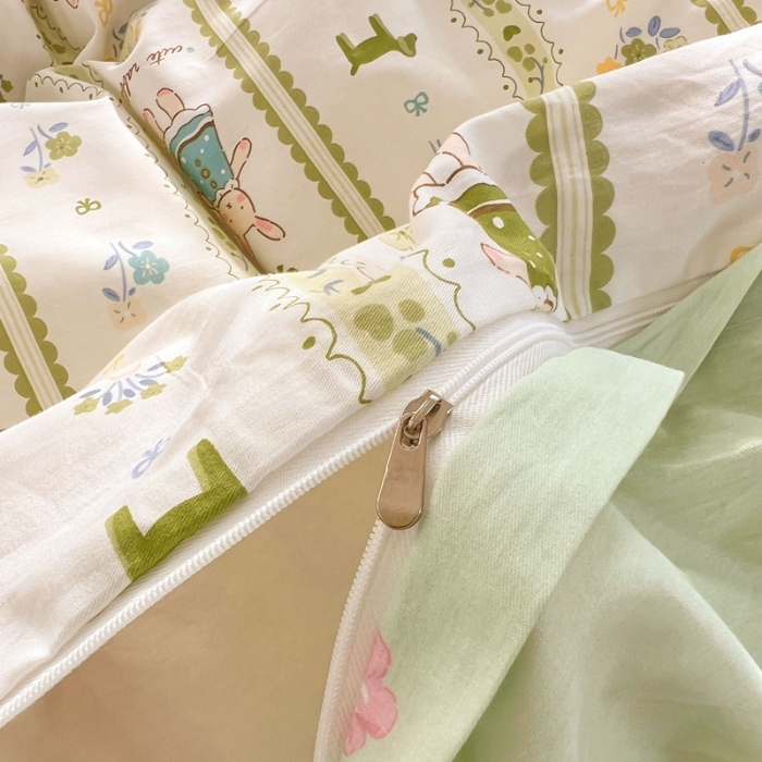 91家纺网 家纺一手货源 找家纺 （总）2025新款13070全棉四件套加厚斜纹田园清新风四件套纯棉床单床笠款床品套件