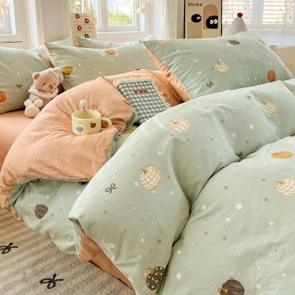 91家纺网 家纺一手货源 找家纺 （总）2025新款纯棉13070全棉斜纹小清新印花床单被套四件套床上用品套件