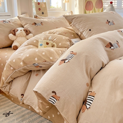 91家纺网 家纺一手货源 找家纺 （总）2025新款纯棉13070全棉斜纹小清新印花床单被套四件套床上用品套件