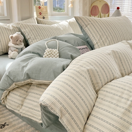 91家纺网 家纺一手货源 找家纺 （总）2025新款纯棉13070全棉斜纹小清新印花床单被套四件套床上用品套件