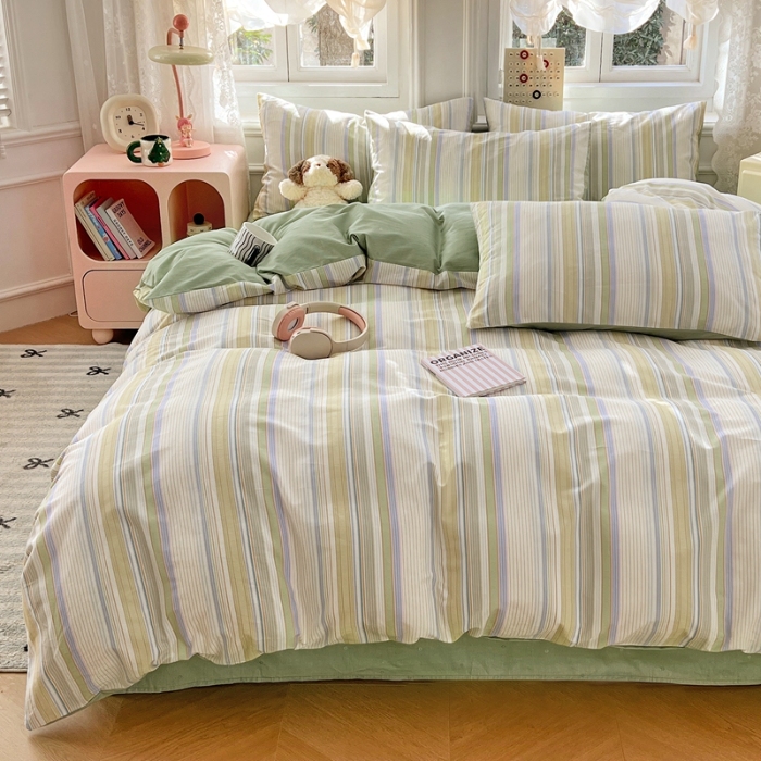 91家纺网 家纺一手货源 找家纺 （总）2025新款纯棉13070全棉斜纹小清新印花床单被套四件套床上用品套件