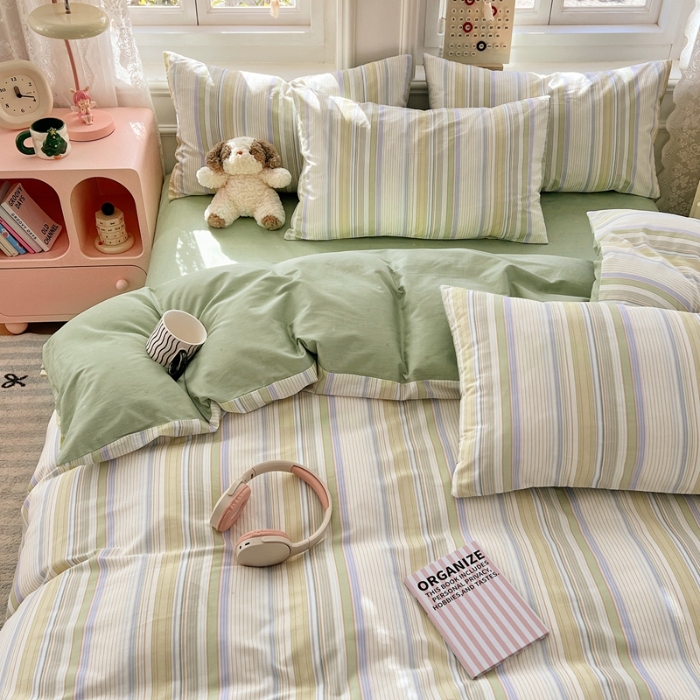 91家纺网 家纺一手货源 找家纺 （总）2025新款纯棉13070全棉斜纹小清新印花床单被套四件套床上用品套件