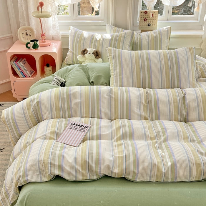 91家纺网 家纺一手货源 找家纺 （总）2025新款纯棉13070全棉斜纹小清新印花床单被套四件套床上用品套件