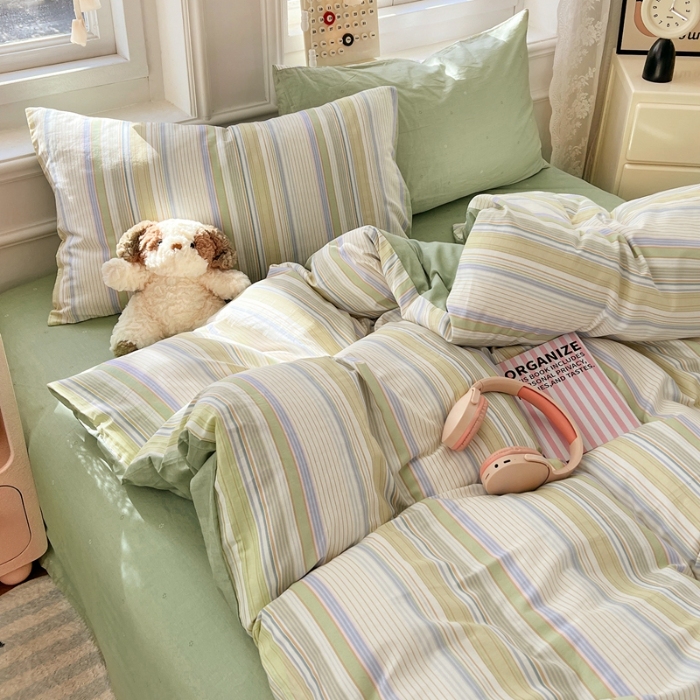 91家纺网 家纺一手货源 找家纺 （总）2025新款纯棉13070全棉斜纹小清新印花床单被套四件套床上用品套件