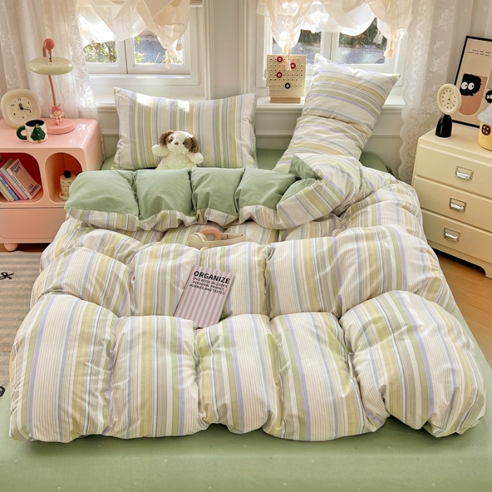 91家纺网 家纺一手货源 找家纺 （总）2025新款纯棉13070全棉斜纹小清新印花床单被套四件套床上用品套件