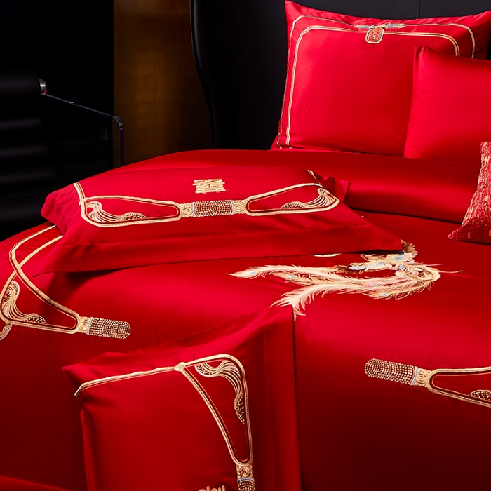 91家纺网 家纺一手货源 找家纺 （总）张公子婚庆馆 2025新款舒适A版160支B版100支长绒棉婚庆四件套系列