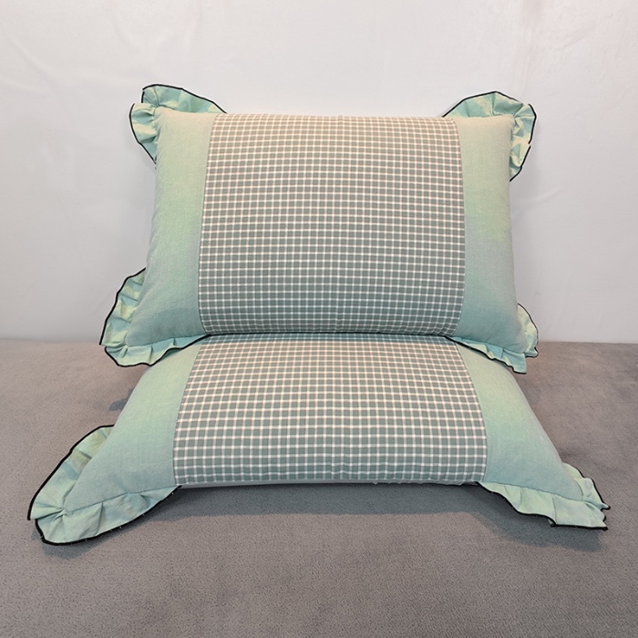 91家纺网 家纺一手货源 找家纺 （总）40×60cm枕头纯棉儿童枕头学生枕头单只多层结构夹棉款全棉色织水洗棉耳朵款拉链枕