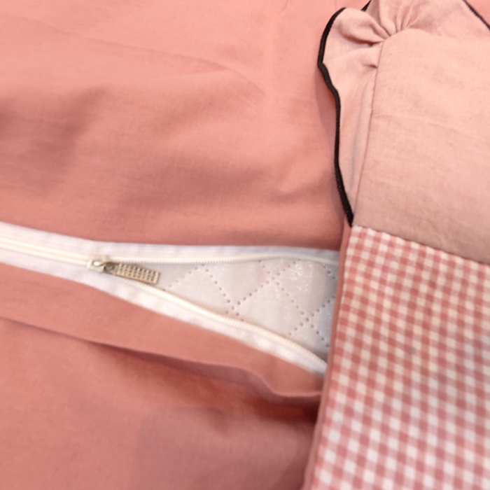 91家纺网 家纺一手货源 找家纺 40×60cm枕头纯棉儿童枕学生枕单只多层结构夹棉款全棉色织水洗棉耳朵款拉链枕 米橙