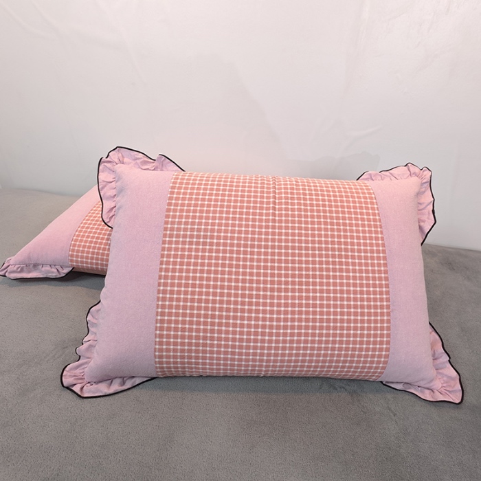 91家纺网 家纺一手货源 找家纺 40×60cm枕头纯棉儿童枕学生枕单只多层结构夹棉款全棉色织水洗棉耳朵款拉链枕 弗粉