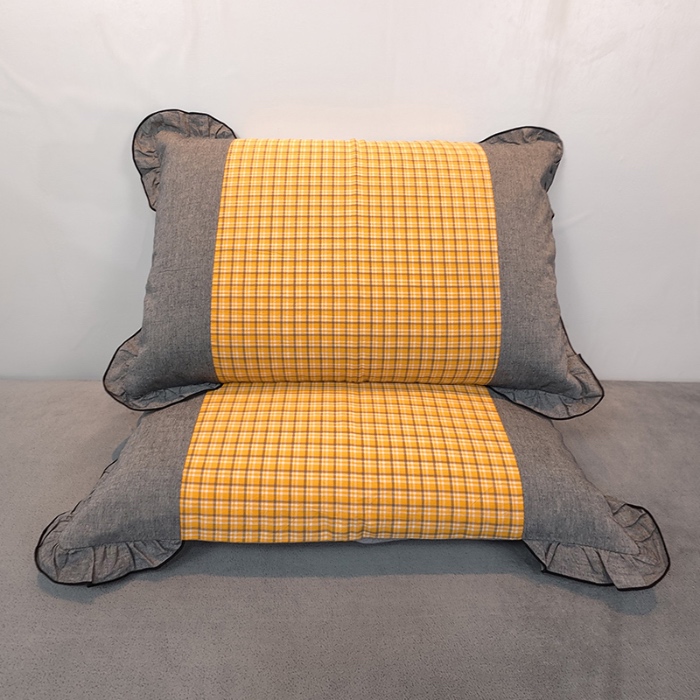 91家纺网 家纺一手货源 找家纺 40×60cm枕头纯棉儿童枕学生枕单只多层结构夹棉款全棉色织水洗棉耳朵款拉链枕 飞黄