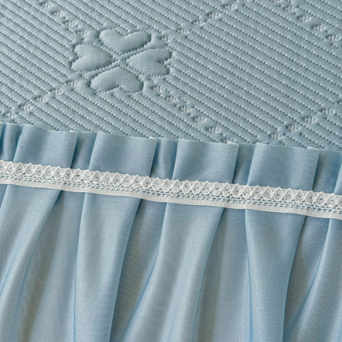 91家纺网 家纺一手货源 找家纺 苏米娜家纺2025春夏新款单凉席三件套PE中分子凉席床盖款三件套乙纶冰豆豆凉席三件套  四叶草-水蓝