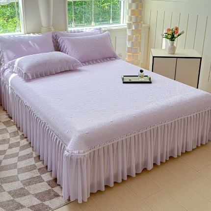 苏米娜家纺2025春夏新款单凉席三件套PE中分子凉席床盖款三件套乙纶冰豆豆凉席三件套 樱桃-梦幻紫