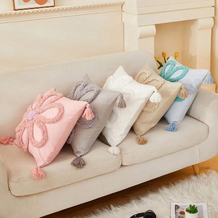 （总）现代简约ins风簇绒抱枕套亚马逊跨境家用民宿装饰靠垫套腰枕45*45