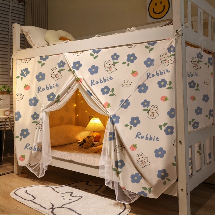 91家纺网 家纺一手货源 找家纺 （总）学生宿舍一体式床帘 寝室ins风两用蚊帐 上铺下铺遮光布