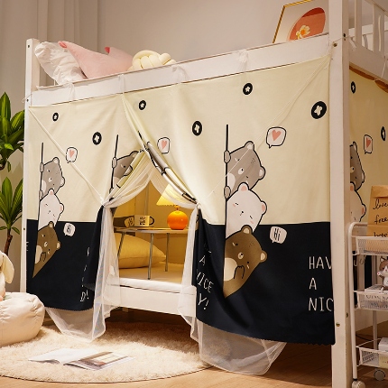 91家纺网 家纺一手货源 找家纺 （总）学生宿舍一体式床帘 寝室ins风两用蚊帐 上铺下铺遮光布