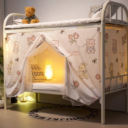 91家纺网 家纺一手货源 找家纺 （总）学生宿舍一体式床帘 寝室ins风两用蚊帐 上铺下铺遮光布