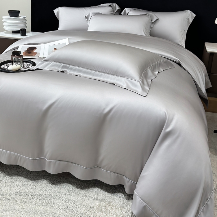 91家纺网 家纺一手货源 找家纺 （总）【兰精公司授权】星蕴家纺 2025新款奥地利兰精天丝莱赛尔纯色埋绳款四件套-莱恩