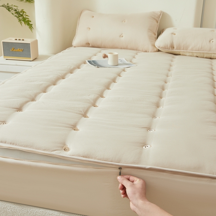 91家纺网 家纺一手货源 找家纺 （总）推推家纺 2025新款六面全包夹棉单床笠 床笠单件