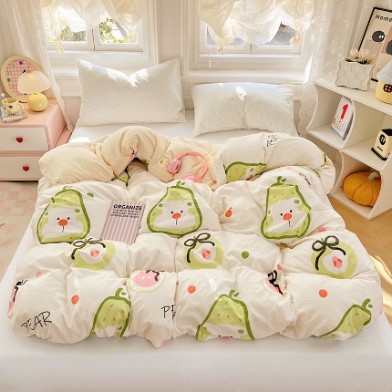 91家纺网 家纺一手货源 找家纺 （总）2025新款卡通水洗棉单被套床单枕套软糯可爱床品套件